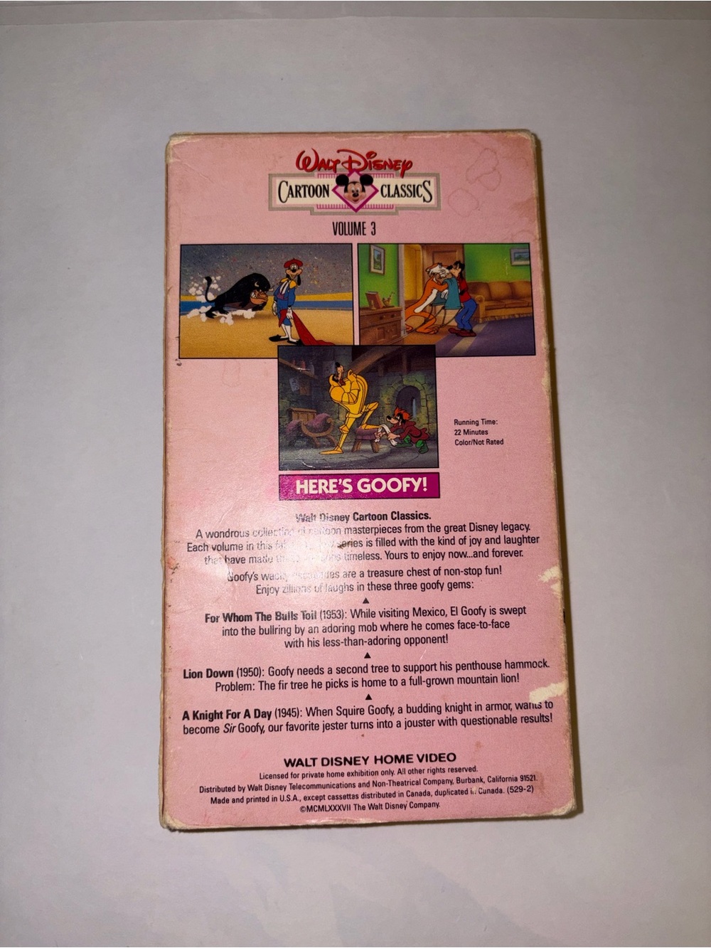 Walt Disney Cartoon Classics "Here's Goofy!" VHS - Picture 2 of 3